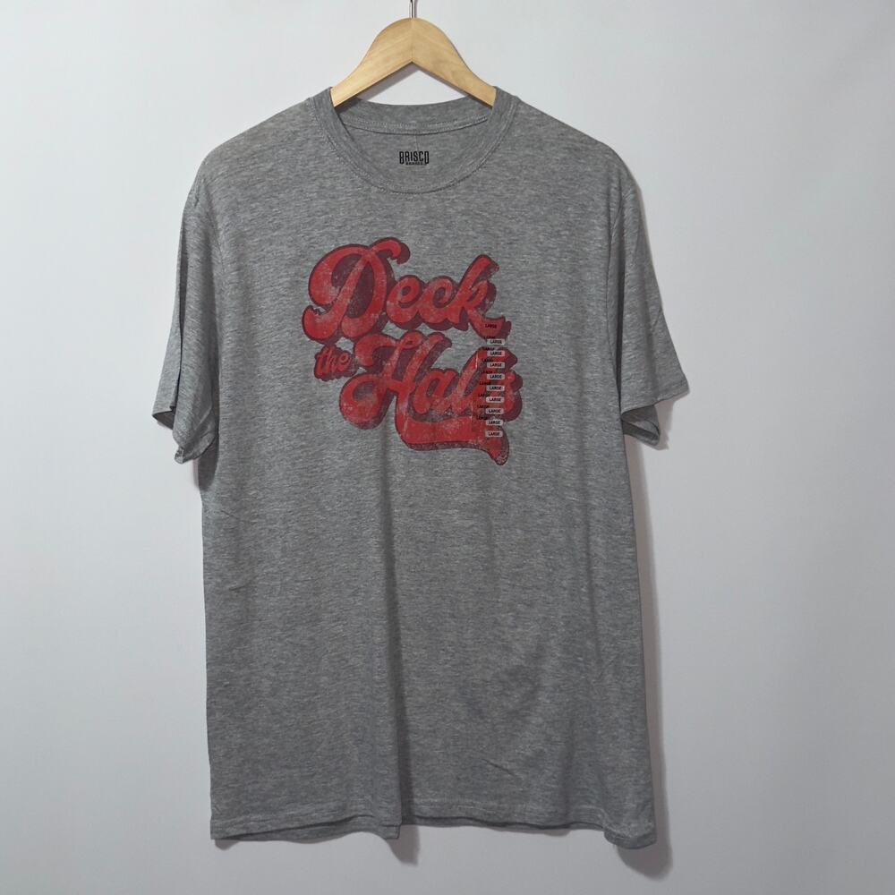 Brisco 'deck the halls' retro christmas graphic tee unisex size large